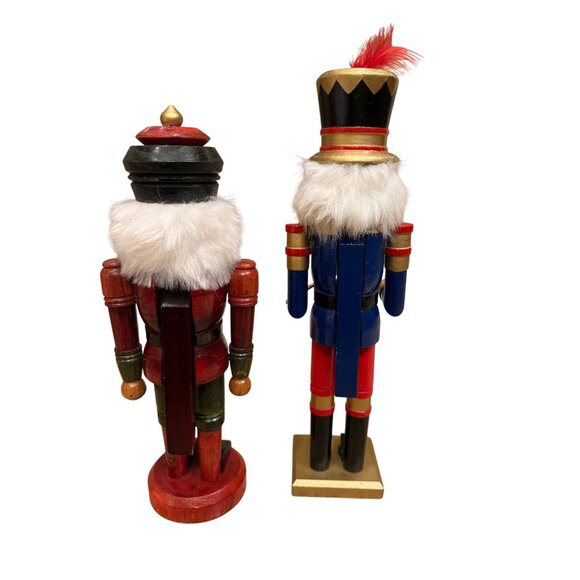 Vintage Wooden Nutcracker Soldier Set - Red & Blue Drum & Guard - Picture 3 of 4